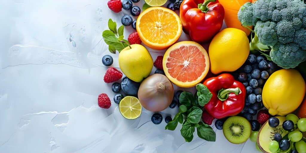 The Nutrient-Rich Benefits of Fresh Fruits and Vegetables. Concept Nutritional Value, Health Benefits, Fresh Produce, Nutrient-Rich Diet, Eating Healthily